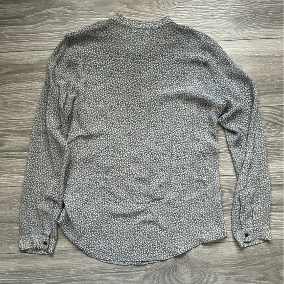 M.i.h. Jeans 100% Silk Long Sleeve Purple Yellow Floral Button Down Shirt Size M - Picture 2 of 7